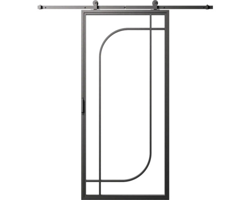Posuvné dveře s kovovým rámem a kováním