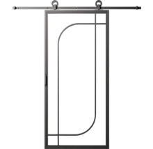 Posuvné dveře s kováním a grafickým designem