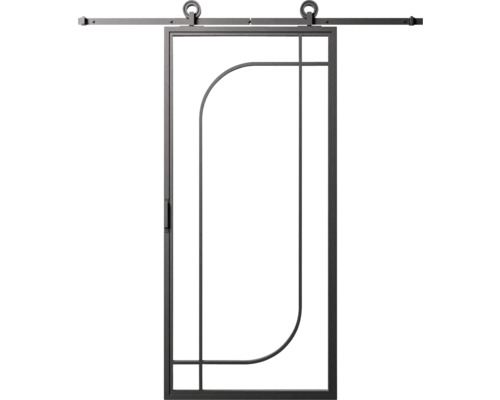 Posuvné dveře s kováním a grafickým designem