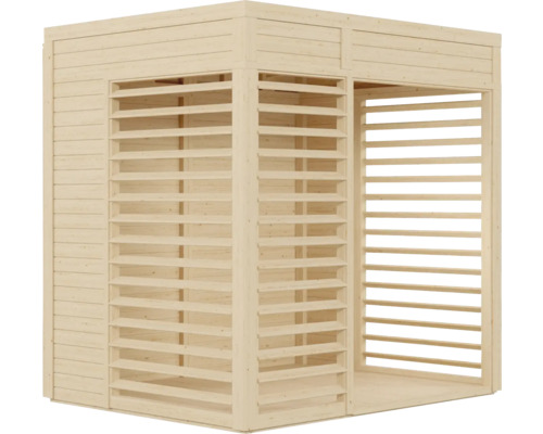 Dřevěný zahradní domek s lamelovými stěnami