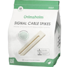 Grimsholm signální kabelové hřeby ze dřeva, 100 kusů, vhodné pro drát do průměru 4,2 mm