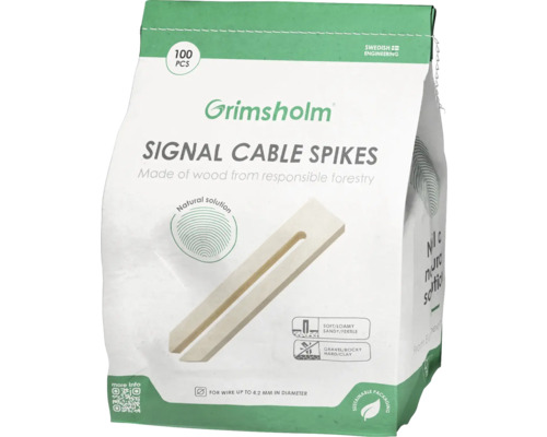 Grimsholm signální kabelové hřeby ze dřeva, 100 kusů, vhodné pro drát do průměru 4,2 mm