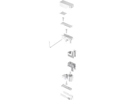 Rozkreslený nákres sady kování se šrouby a nářadím