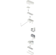 Rozkreslený pohled na roletovou skříň s příslušenstvím a šrouby