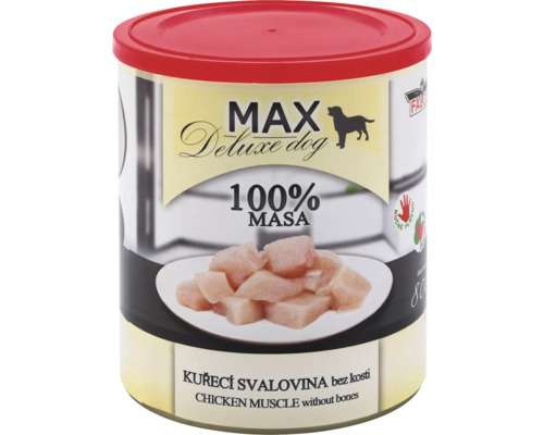 Max Deluxe Dog konzervované mokré krmivo pro psy s kuřecím masem