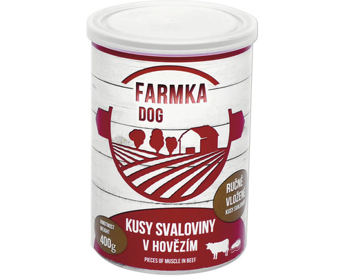Farmka krmivo pro psy s hovězím masem, 400 gramů plechovka