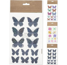 Různé archy samolepek s motivy motýlů a květin