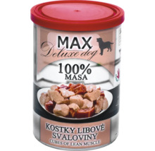 Psí jídlo Max Deluxe se 100 procenty svaloviny v konzervě