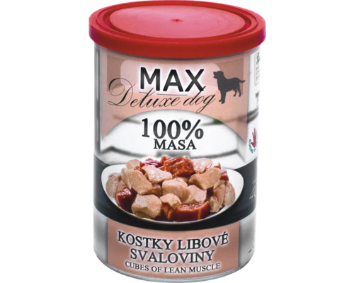 Psí jídlo Max Deluxe se 100 procenty svaloviny v konzervě