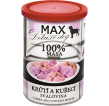 MAX Deluxe krmivo pro psy s krůtím a kuřecím svalem v konzervě