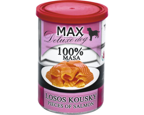 Max Deluxe krmivo pro psy s lososem, 400gramová plechovka