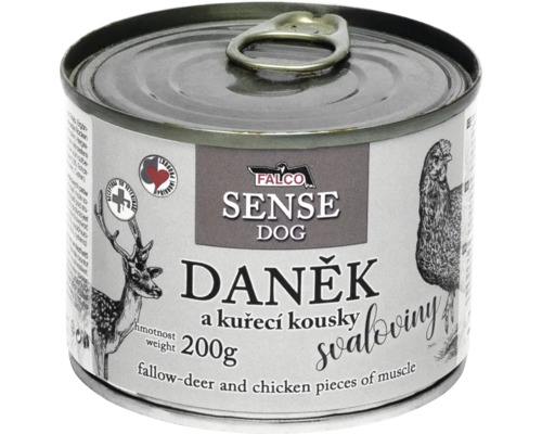 Falco Sense Dog psí krmivo s dančí a kuřecím masem, 200 gramová konzerva