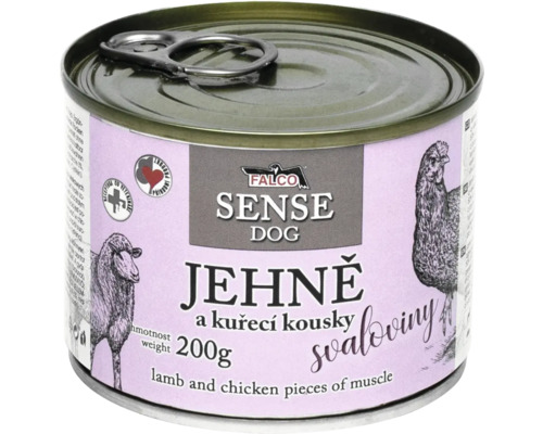 Falco Sense Dog krmivo pro psy s jehněčím a kuřecím masem, 200 gramů plechovka