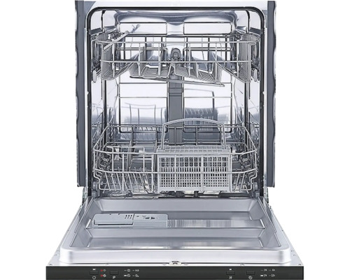 Otevřená myčka nádobí s kovovým interiérem