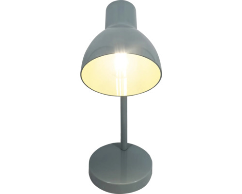 Šedá stolní lampa se světlem