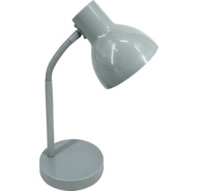 Šedá stolní lampa s flexibilním ramenem