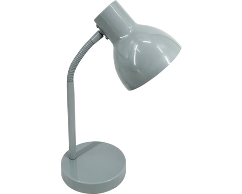 Šedá stolní lampa s flexibilním ramenem