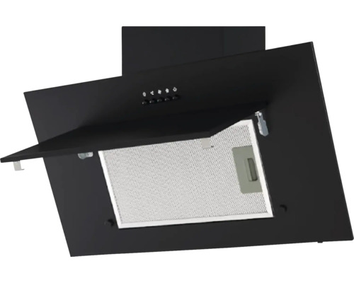 Černý odsavač par s kovovým filtrem