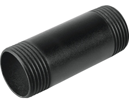 Černá trubková vsuvka se závitovými konci.