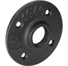 Černá temperovaná litinová příruba se závitovým připojením a upevňovacími otvory