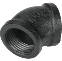 Černá litinová tvarovka s vnitřním závitem, úhel 45 stupňů