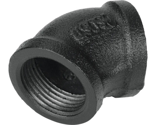 Černá litinová tvarovka s vnitřním závitem, úhel 45 stupňů