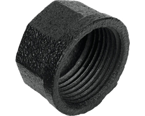 Černá temperovaná litinová krytka s vnitřním závitem