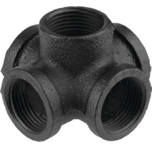 Černá litinová tvarovka T-kus se čtyřmi připojeními