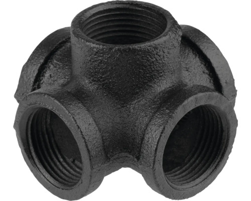 Černá litinová tvarovka T-kus se čtyřmi připojeními