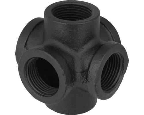 Černá litinová tvarovka kříž s vnitřním závitem