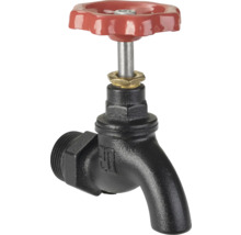 Kovový ventilový kohout s červenou rukojetí