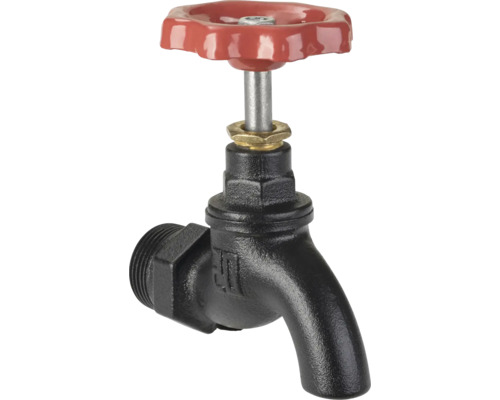 Kovový ventilový kohout s červenou rukojetí