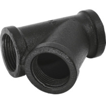 Černý T-kus z temperované litiny s vnitřním závitem