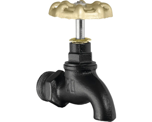 Vodovodní kohoutek se zlatou rukojetí