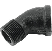 Černý litinový oblouk s vnitřním a vnějším závitem