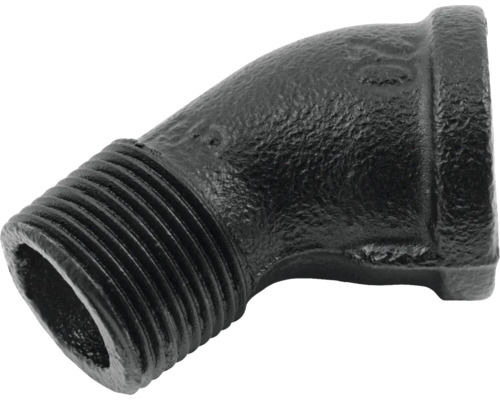 Černý litinový oblouk s vnitřním a vnějším závitem