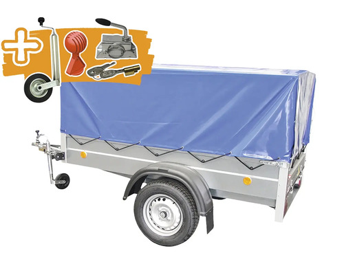 Přívěsný vozík Agados Handy-3 s plachtou a kolečkem, vnitřní rozměr 111x83x206 cm Přívěs za auto s plachtou a příslušenstvím