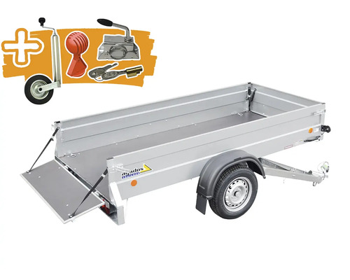 Sklopný přívěsný vozík Agados NP-26 N1, vnitřní rozměr 125x40x265 cm Jednoosý přívěs s příslušenstvím