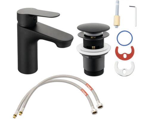 Umyvadlová baterie s odtokovou soupravou a přívodními hadicemi