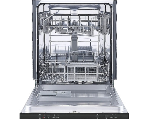 Otevřená myčka nádobí s koši na nádobí