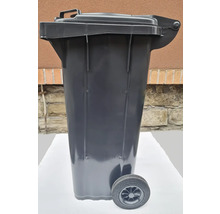 Šedá popelnice s víkem a kolečky