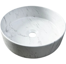 Kulaté umyvadlo na desku z keramiky s mramorovým vzorem