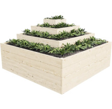 Dřevěná rostlinná pyramida s osázenými úrovněmi pro venkovní použití