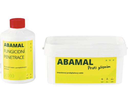 Nátěr proti plísním ABAMAL 2,5 l + penetrace 1 l Abamal fungicidní penetrace a interiérová barva proti plísním