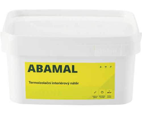 Interiérová termoizolační barva Abamal v kbelíku.