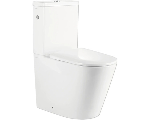 WC kombi set Jungborn ONE bez splachovacího kruhu vč. WC prkénka Stojící WC z keramiky