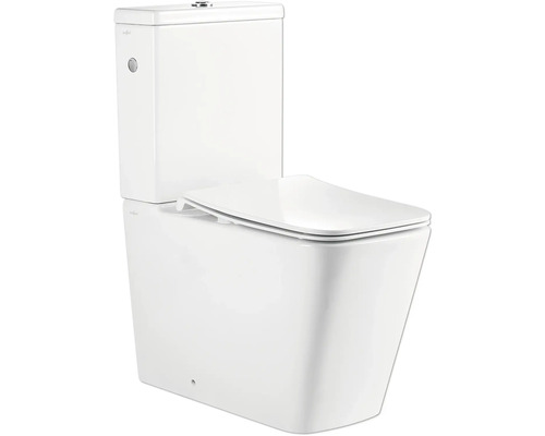 WC kombi set Jungborn THREE bez splachovacího kruhu vč. WC prkénka Bílá stojící toaleta