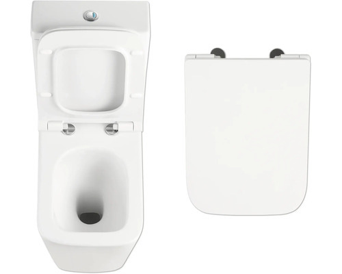 Na obrázku je hluboké splachovací WC a záchodové prkénko.