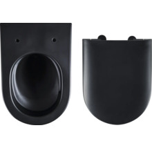 Černá závěsná toaleta s toaletním sedátkem