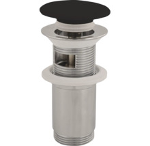 Umyvadlová zátka z kovu s černým knoflíkem